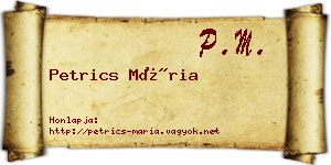Petrics Mária névjegykártya