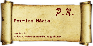 Petrics Mária névjegykártya